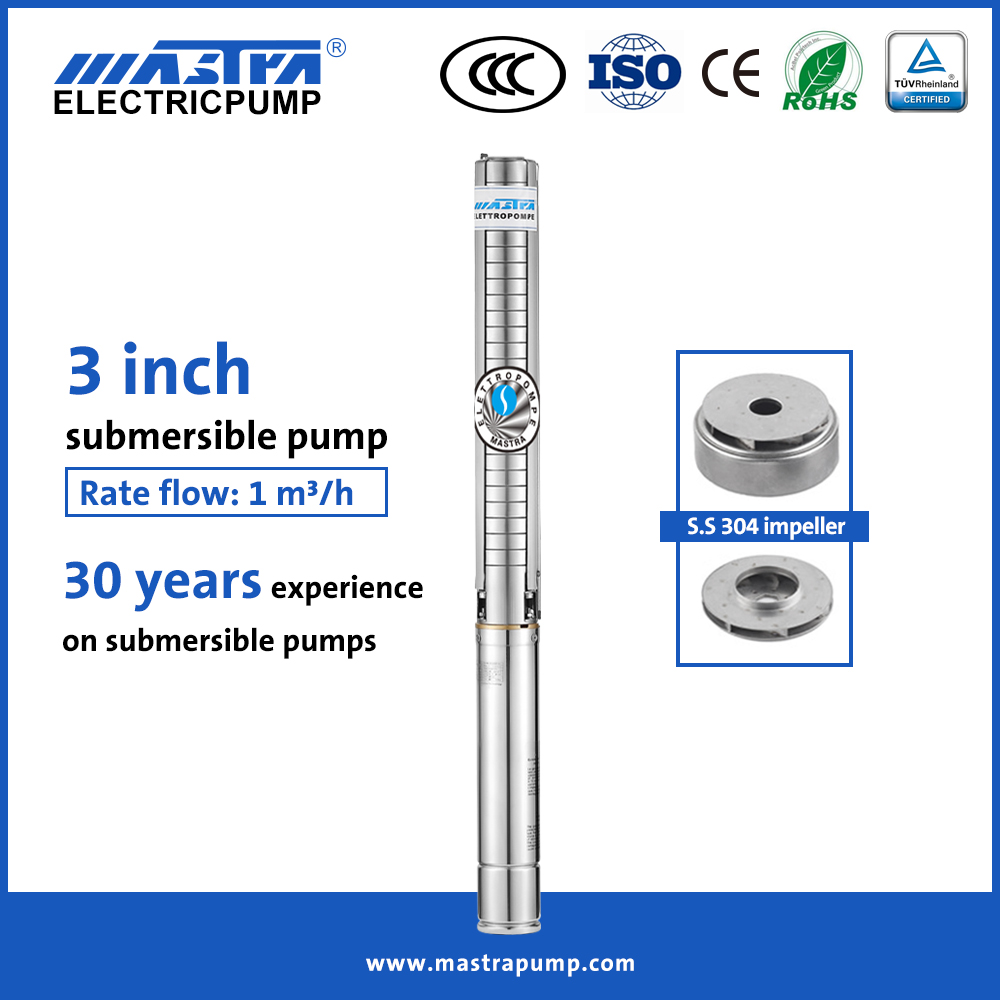Mastra 3 inch full stainless steel deep well submersible water pump 3SP