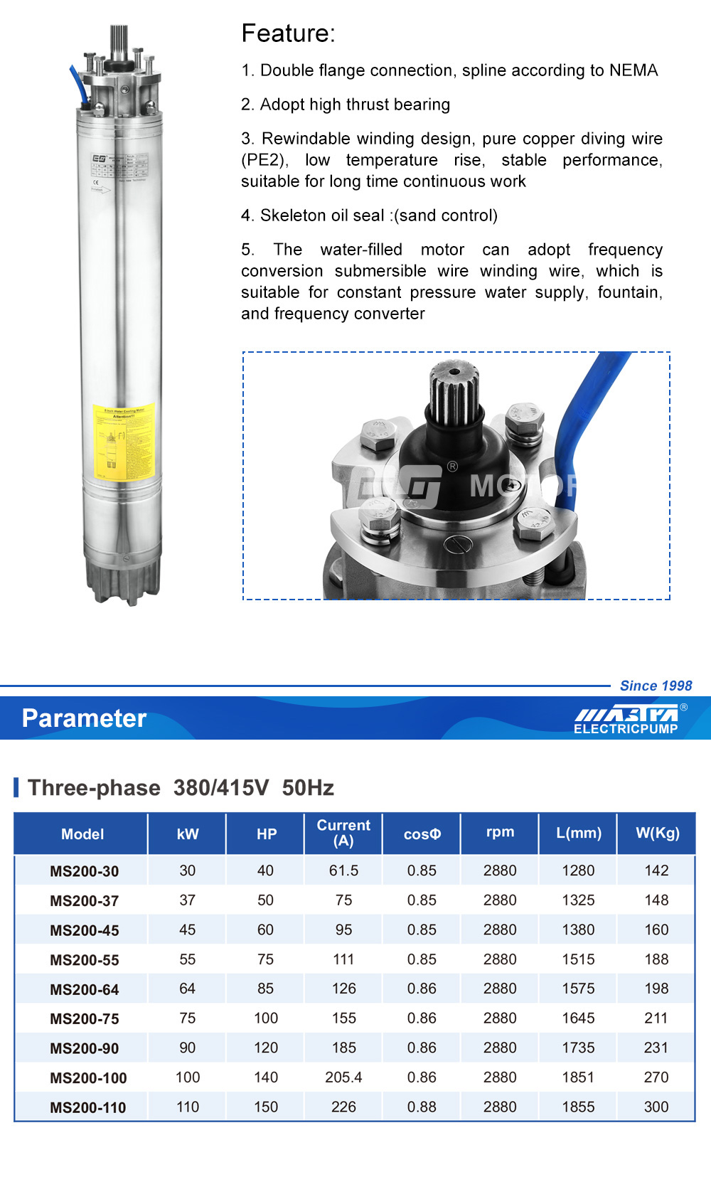 8" Water Cooling Submersible Motor submersible pump for sale Buy