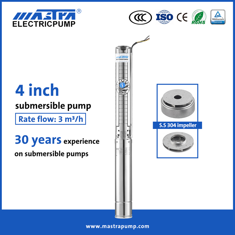 Pompă submersibilă pentru foraj Mastra de 4 inci din oțel inoxidabil 4SP Pompă submersibilă pentru puțuri de 1 hp